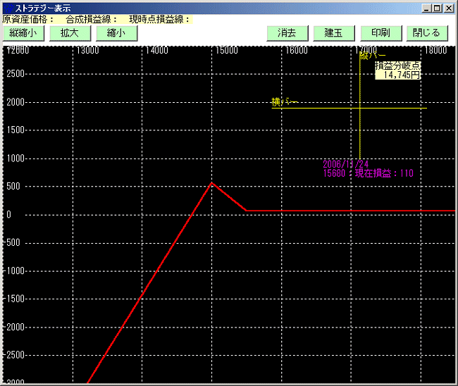 ２２５オプションソフト ポジションの損益図 株価指数オプション取引