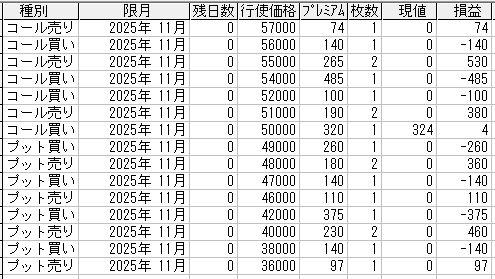 225オプション参考メール 2025年11月限